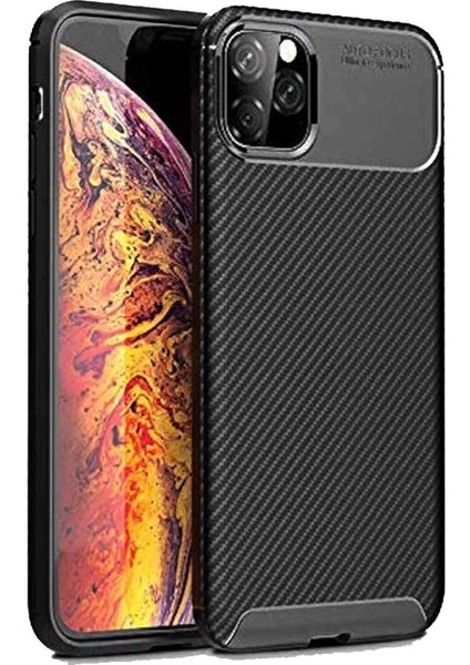 Apple iPhone 11 Pro Max Karbon Desenli Negro Silikon Kılıf