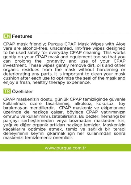 Cpap ve Bpap Cihazı Maske Temizleme Mendili