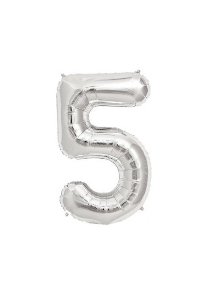 5 Rakamı Gümüş Folyo Balon 16 Inch 40 cm