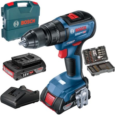 Bosch Gsb 18V-50+AC+CC Akülü Darbeli Vidalama+ 43 Parça Set