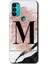 General Mobile Gm 21 Plus Kılıf Hd Desen Baskılı Arka Kapak - Pembe Mermer Desenli M Harfi 1