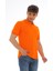 Erkek Oranj Pamuklu Likralı Kısa Kollu Ön Düğmeli Nakışlı Polo Yaka T-Shirt 5