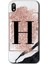 Huawei Y5 2019 Kılıf Hd Desen Baskılı Arka Kapak + Esnek Nano Cam - Pembe Mermer Desenli H Harfi 1
