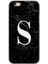 Apple iPhone 6s Kılıf Hd Desen Baskılı Arka Kapak + Kırılmaz Cam - Siyah Mermer Desenli S Harfi 1