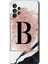 Galaxy A73 Kılıf Hd Desen Baskılı Arka Kapak + Esnek Nano Cam - Pembe Mermer Desenli B Harfi 1