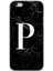 Apple iPhone 6s Kılıf Hd Desen Baskılı Arka Kapak + Kırılmaz Cam - Siyah Mermer Desenli P Harfi 1
