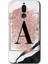 Huawei Mate 10 Lite Kılıf Hd Desen Baskılı Arka Kapak + Kırılmaz Cam - Pembe Mermer Desenli A Harfi 1