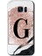 Galaxy S7 Edge Kılıf Hd Desen Baskılı Arka Kapak + Kırılmaz Cam - Pembe Mermer Desenli G Harfi 1