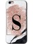 Apple iPhone 6s Kılıf Hd Desen Baskılı Arka Kapak + Kırılmaz Cam - Pembe Mermer Desenli S Harfi 1