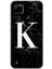 Realme C21 Kılıf Hd Desen Baskılı Arka Kapak + Kırılmaz Cam - Siyah Mermer Desenli K Harfi 1