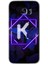 Galaxy S7 Edge Kılıf Hd Desen Baskılı Arka Kapak + Kırılmaz Cam - Dark Neon Yaprak K Harfi 1