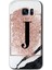 Galaxy S7 Edge Kılıf Hd Desen Baskılı Arka Kapak + Kırılmaz Cam - Pembe Mermer Desenli J Harfi 1