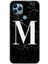 General Mobile Gm 21 Kılıf Hd Desen Baskılı Arka Kapak + Esnek Nano Cam - Siyah Mermer Desenli M Harfi 1