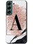Galaxy S22 Plus Kılıf Hd Desen Baskılı Arka Kapak + Esnek Nano Cam - Pembe Mermer Desenli A Harfi 1