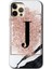 Apple iPhone 11 Pro Kılıf Hd Desen Baskılı Arka Kapak + Esnek Nano Cam - Pembe Mermer Desenli J Harfi 1