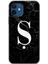 Apple iPhone 12 Mini Kılıf Hd Desen Baskılı Arka Kapak + Esnek Nano Cam - Siyah Mermer Desenli Ş Harfi 1