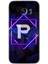 Galaxy S7 Edge Kılıf Hd Desen Baskılı Arka Kapak + Kırılmaz Cam - Dark Neon Yaprak P Harfi 1
