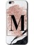 Apple iPhone 6s Plus Kılıf Hd Desen Baskılı Arka Kapak + Kırılmaz Cam - Pembe Mermer Desenli M Harfi 1