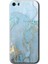 Apple iPhone 5s Kılıf Hd Desen Baskılı Arka Kapak + Esnek Nano Cam - Mavi Gold Mermer 1