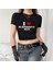 I Love Submisseve Baskılı Siyah Crop 1