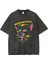 Yıkamalı Combative Cat Baskılı Oversize Eskitme T-Shirt 2