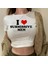 I Love Submisseve Baskılı Beyaz Crop 2