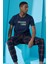 Lacivert Hello Summer Baskılı Kısa Kollu Erkek Pijama Takımı 1