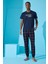 Lacivert Hello Summer Baskılı Kısa Kollu Erkek Pijama Takımı 4