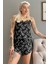 Siyah Zeytin Dalı Pegasus Dantel Detaylı Ip Askı Şortlu Örme Pijama Takımı 1