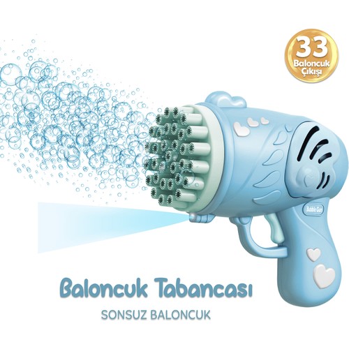 Gepettoys 33 Kanal Işıklı Pilli Baloncuk Makinesi Köpük Tabancası Bubble Gun Machine