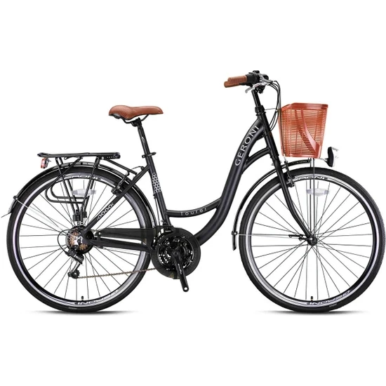 Geroni Tourer-28 City Bike-21 Vites-V.b Mat Siyah-Gri / Kahverengi Alüminyum GRN22-006