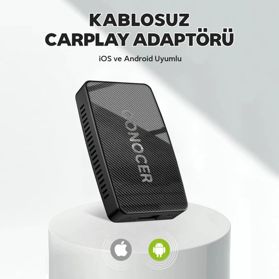 Conocer Iphone Ios ve Android Uyumlu Kablosuz Carplay Adaptörü
