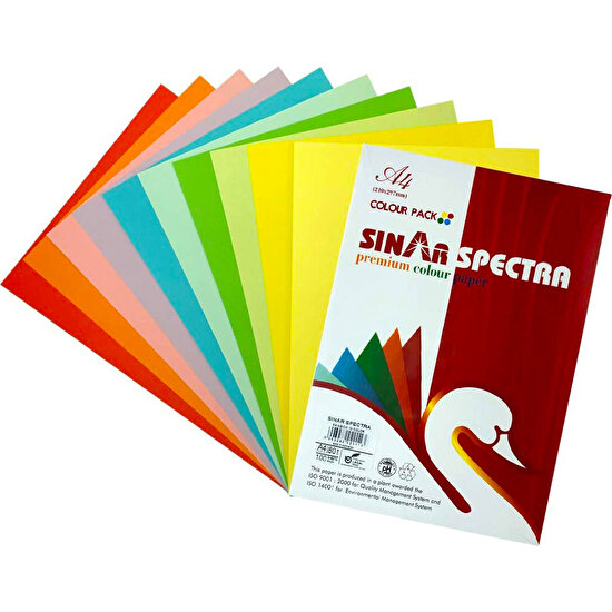 Sınar Spectra A4 Renkli Fotokopi Kağıdı 10 Renk 100'LÜ Paket