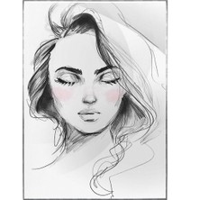SHOP365 Güzel Kız Kara Kalem Çizim Poster P-000051