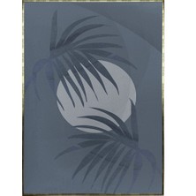 SHOP365 Palmiye Yaprakları ve Ay Manzara Mavi Renkler Modern Poster P-002257