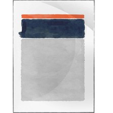 SHOP365 Fırça Darbeleri Turuncu Lacivert Gri Renkler Modern Poster P-002058