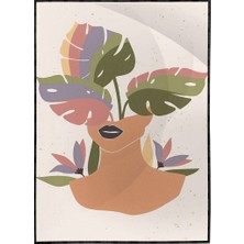 SHOP365 Kadın ve Yapraklar Pastel Renkler Modern Poster P-002884