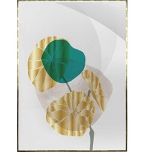 SHOP365 Altın Gold Renkli Yapraklar ve Şekiller Modern Poster P-002601