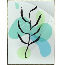 SHOP365 Yaprak ve Şekiller Mavi Yeşil Renkler Modern Poster P-004215