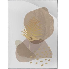 SHOP365 Altın Gold Renkli Yapraklar ve Şekiller Modern Poster P-001177