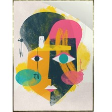 SHOP365 Yüz Yüz Portre Geometrik Şekillerle Illüstrasyon Poster P-003225