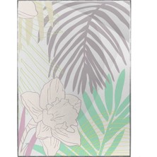 SHOP365 Palmiye Yaprakları ve Çiçekler Açık Tonlar Modern Poster P-003843