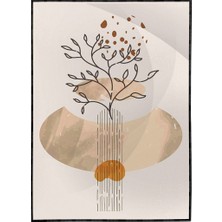 SHOP365 Çiçekler Gri Turuncu Kırmızı Renkler Modern Poster P-004364