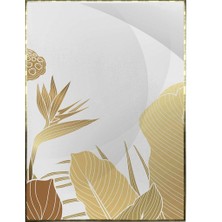 SHOP365 Lotus Çiçekler ve Yaprakları Altın Gold Renkler Modern Poster P-000810