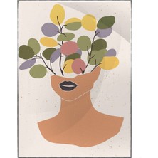 SHOP365 Yapraklar ve Kadın Yüzü Pastel Renkler Modern Poster P-002837