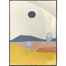 SHOP365 Güneş Ay Gökyüzü ve Dağ Manzara Sulu Boya Efektli Poster P-003011