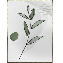 SHOP365 Yapraklar ve Şekiller Yeşil ve Toprak Tonları Modern Poster P-003878