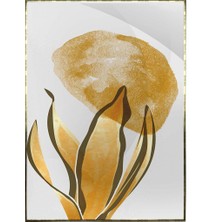 SHOP365 Altın Gold Renkli Yapraklar ve Şekiller Modern Poster P-002515