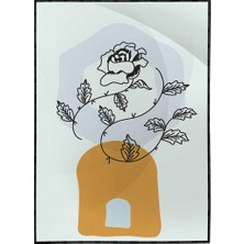 SHOP365 Çiçek ve Şekiller Mavi Renkler Modern Poster P-004272