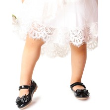 Kiko Kids Silvery Rugan Cırtlı Kum Sim Fiyonklu Kız Çocuk Babet Ayakkabı